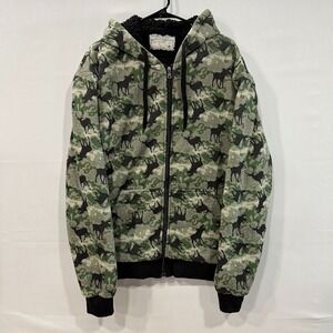 Big Ball Sports Sherpa Lined Hoodie Men's M Camo Zip Up Jacket